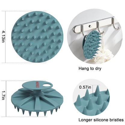 Silicone Scalp Massager Shampoo Brush for Hair Washing - Dark Green