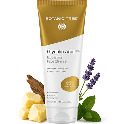 Glycolic Acid Facial Cleanser and Exfoliating Scrub - 10% Glycolic Acid and Salicylic Acid - 6 Fl. Oz