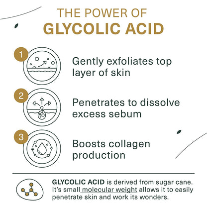 Glycolic Acid Facial Cleanser and Exfoliating Scrub - 10% Glycolic Acid and Salicylic Acid - 6 Fl. Oz