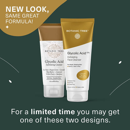 Glycolic Acid Facial Cleanser and Exfoliating Scrub - 10% Glycolic Acid and Salicylic Acid - 6 Fl. Oz