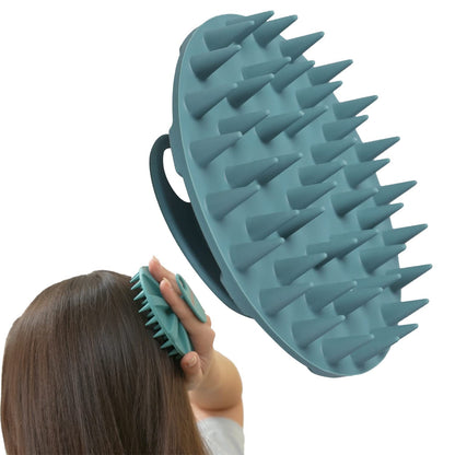 Silicone Scalp Massager Shampoo Brush for Hair Washing - Dark Green