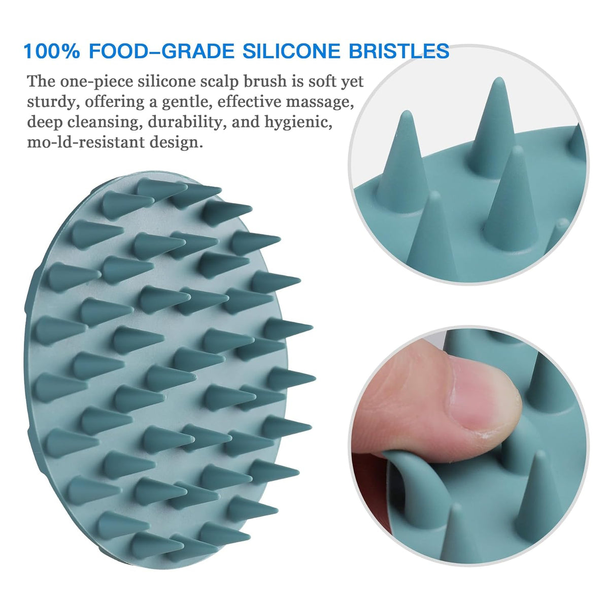 Silicone Scalp Massager Shampoo Brush for Hair Washing - Dark Green