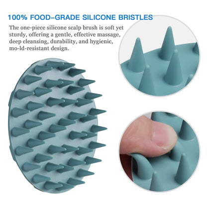 Silicone Scalp Massager Shampoo Brush for Hair Washing - Dark Green